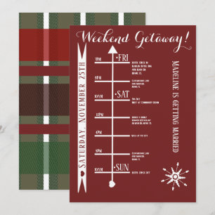 Invitation Bachelorette Plaid Weekend Getaway Itinéraire