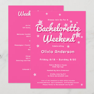 Invitation Bachelorette Retro Pretty Rose Malibu Stars