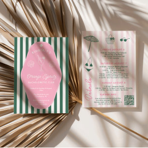 Invitation Bachelorette Rétro Rose Et Vert Beverly Hills