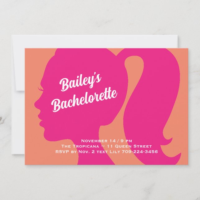 Invitation Bachelorette rose et orange (Devant)