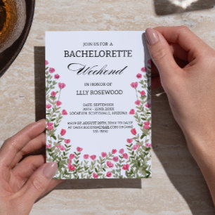 Invitation Bachelorette Rose Floral et Itinéraire