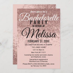 Invitation Bachelorette rose pâle de la Parties scintillant d