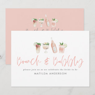 Invitation Bachelorette rose week-end brun & bulle