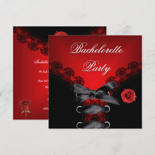 Invitation Bachelorette Rouge Rose Black Lace