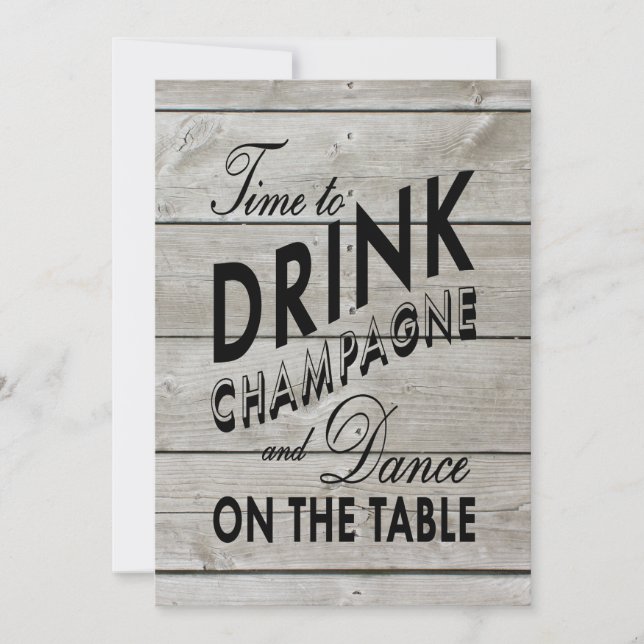 Invitation Bachelorette rustique Temps pour boire du champagn (Devant)