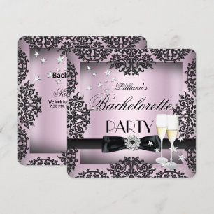 Invitation Bachelorette Sliver Pink Black Champagne