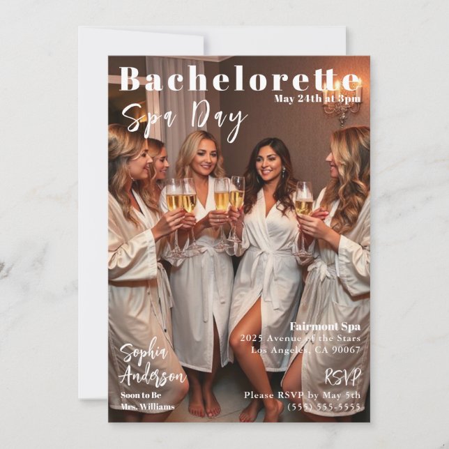Invitation Bachelorette Spa Day Magazine Couverture (Devant)
