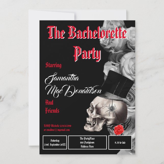 Invitation Bachelorette style cinéma gothique (Devant)