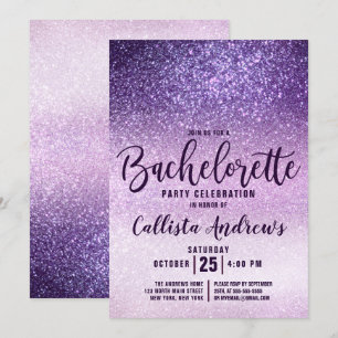 Invitation Bachelorette triple Parties scintillant violet fil