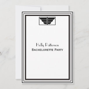 Invitation Bachelorette vintage Art Déco Blk What Frame #2 V