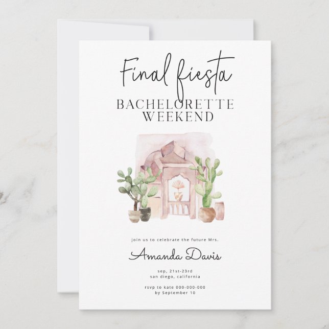 Invitation Bachelorette Week-end Final Fiesta Desert Western  (Devant)