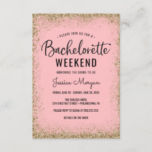 Invitation Bachelorette Weekend Itinéraire Blush Gold Frame