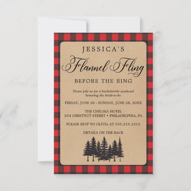 Invitation Bachelorette Weekend Itinéraire Flannel Fling (Devant)