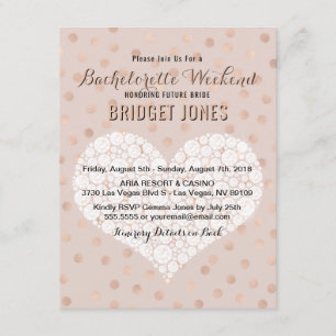Invitation Bachelorette Weekend Itinéraire Rose Gold Confetti