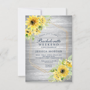 Invitation Bachelorette Weekend Rustique Tournesol Vert Inv