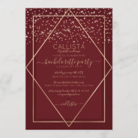 Bachelorte Bachelor Burgundy Red Gold Confetti