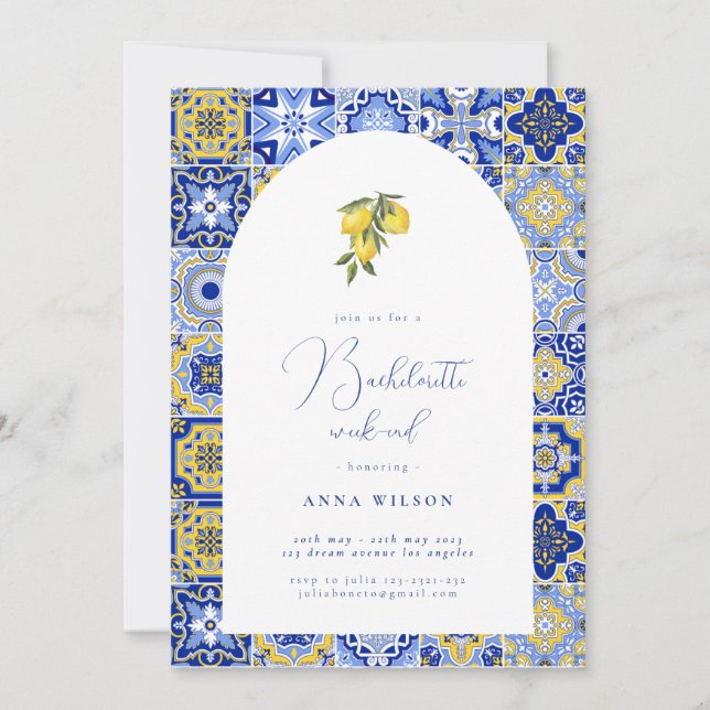 Invitation Bachelorte Bleue Méditerranéenne (Devant)