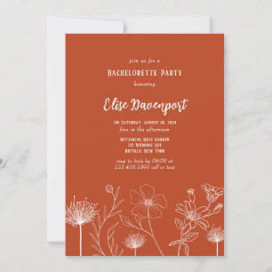 Invitation Bachelorte Fleur sauvage blanche en terre cuite