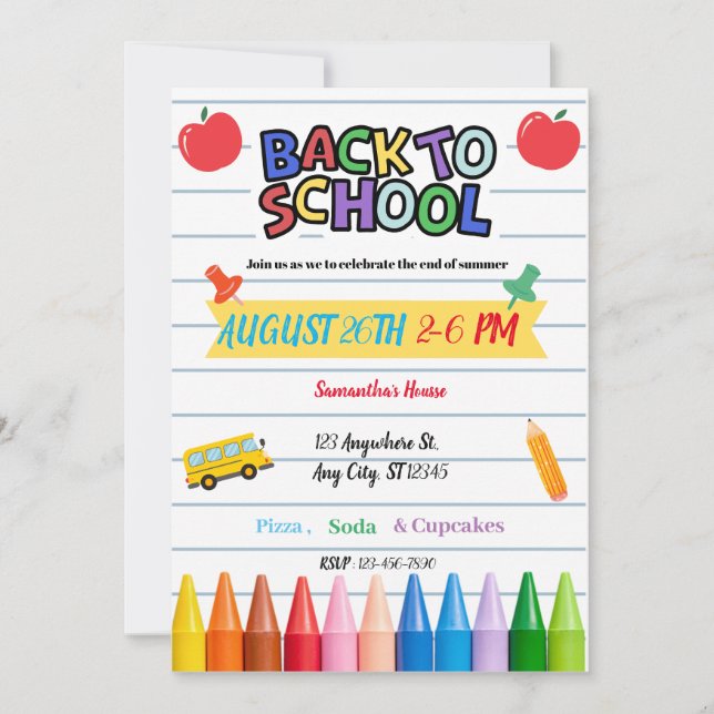 Invitation Back to school party (Devant)
