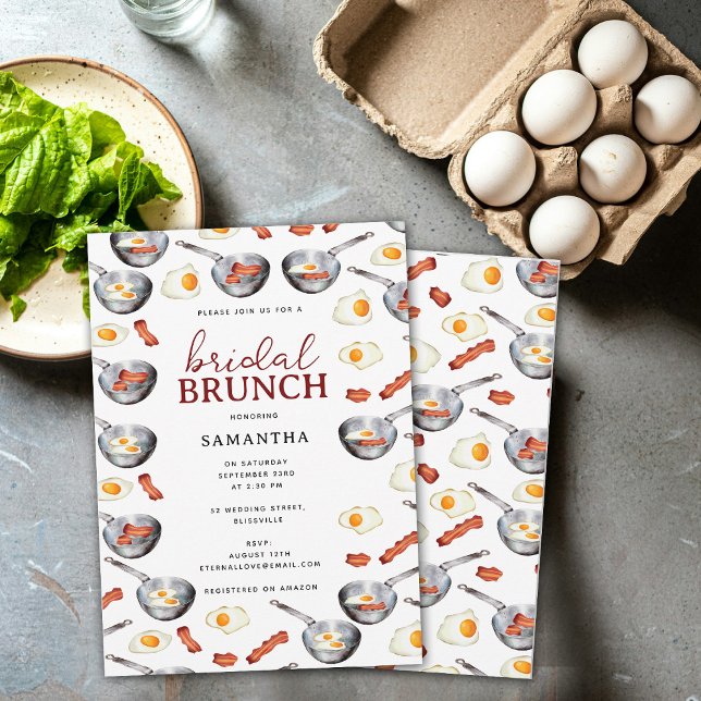 Invitation Bacon & Oeufs Petit déjeuner Brunch Fête des marié (Bacon & Eggs Breakfast Brunch Bridal Shower Invitation)