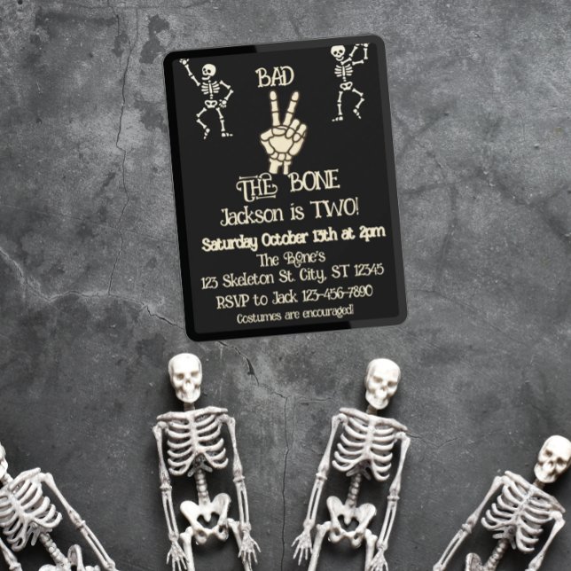 Invitation Bad 2 l'os squelette fête d'anniversaire (Créateur téléchargé)