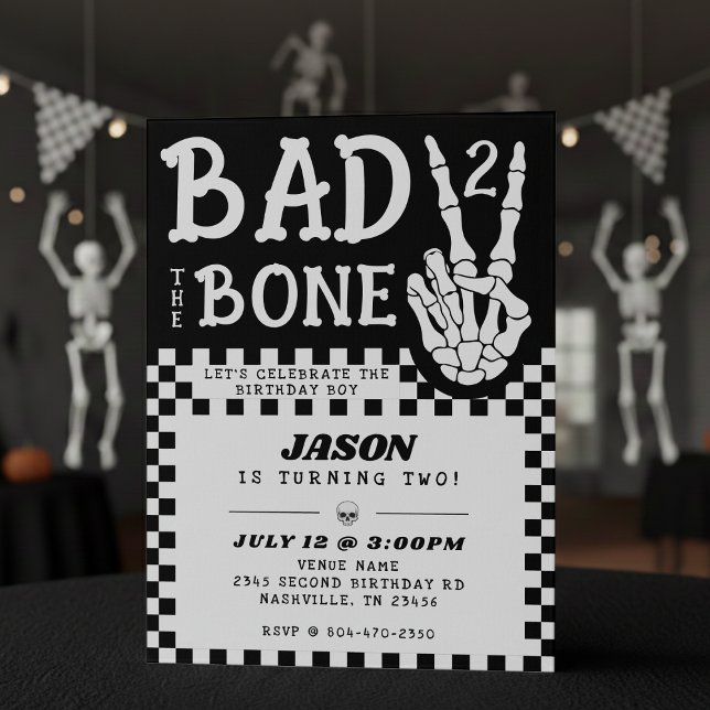 Invitation Bad 2 the Bone Skeleton 2nd Birthday Party (Bad 2 the Bone Skeleton 2nd Birthday Party Invitation
)