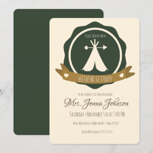 Invitation Badge de tente de week-end de camping pour enterre