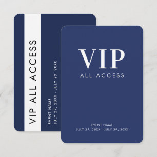 Invitation Badge d'identification VIP tout accès bleu marine 