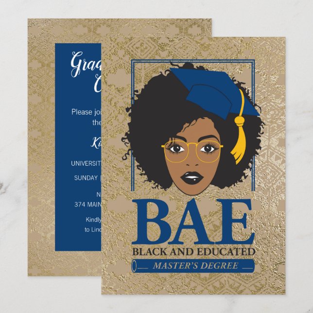 Invitation BAE Noir et Maîtrise instruite Diplôme (Devant / Derrière)