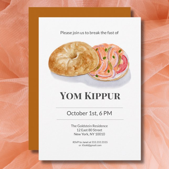 Invitation Bagels aquarelle Saumon Fumé Yom Kippour (Créateur téléchargé)