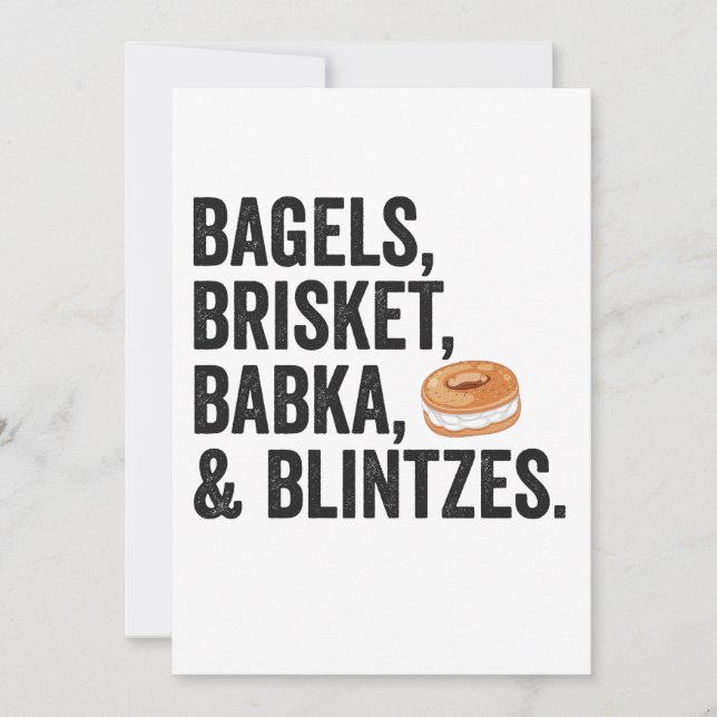 Invitation Bagels Hanoukka Juif Brisket Bakka Blintzes cadeau (Devant)