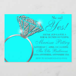 Invitation Bague à diamant, Fête de la mariée, elle a dit