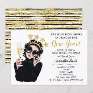 Invitation Bague au Nouvel An et prendre un verre Parties sci