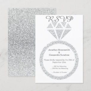 INVITATION BAGUE DE DIAMANT ÉLÉGANTE POUR RSVP À PAILLES 