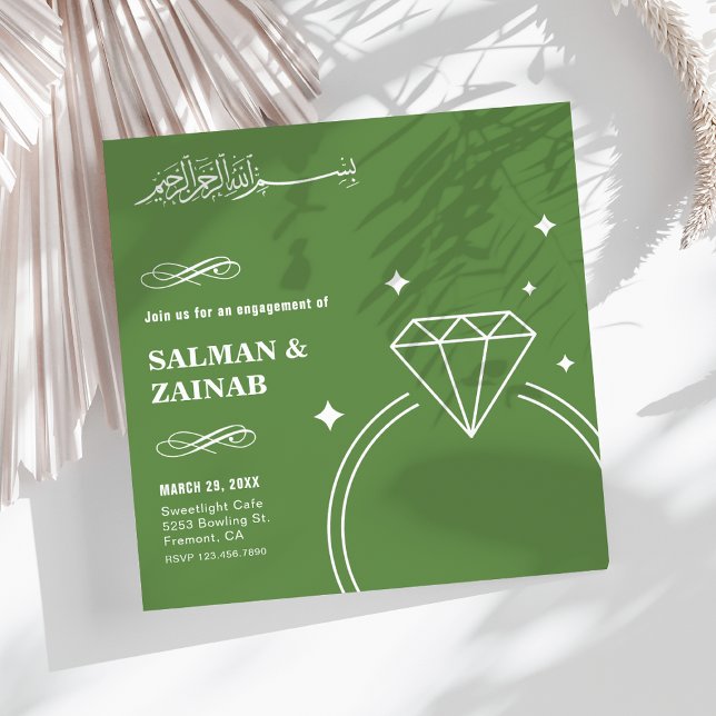 Invitation Bague de diamant vert Fiançailles musulman islamiq (Créateur téléchargé)