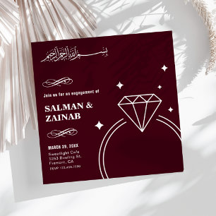 Invitation Bague de fiançailles islamique musulmane avec diam