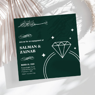 Invitation Bague de fiançailles musulmane en diamant vert éme