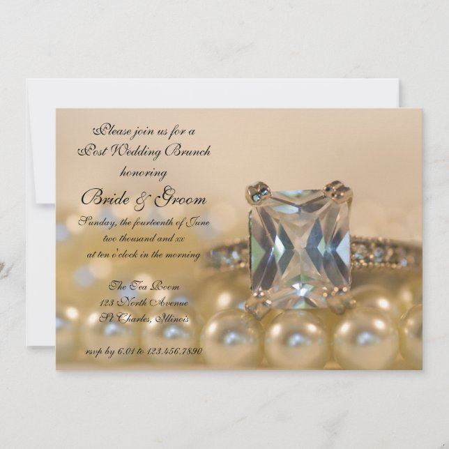 Invitation Bague de princesse diamant Perles Post-Mariage Bru (Devant)