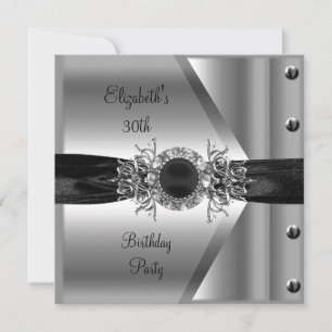 Invitation Bague diamant noir blanc argent 30e anniversaire