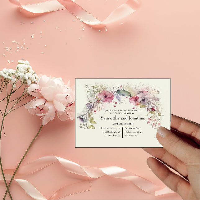 Invitation Bague Élégante de Fleurs Aquarelle Répétition (Créateur téléchargé)