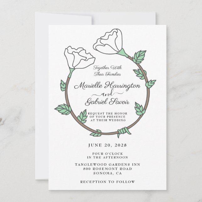 Invitation Bague florale blanche (Devant)