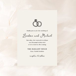 Invitation Bagues à main Doodle Mariage moderne