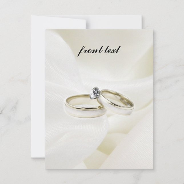 Invitation Bagues de fiançailles / Mariage sur Satin (Devant)