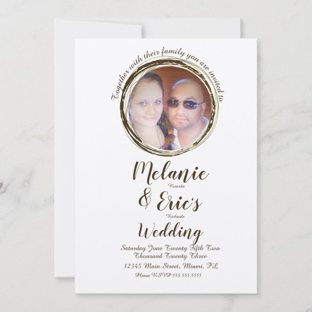 Invitation Bagues de journal de Mariage rustique Élégant Scri (Devant)