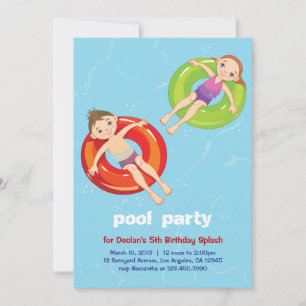 Invitation Bagues de piscine baignade été Anniversaire Fête I
