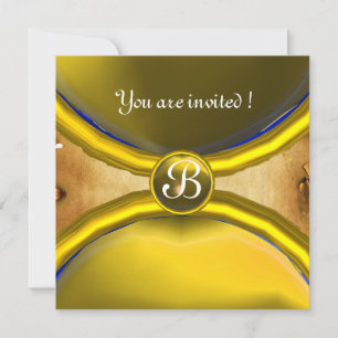 Invitation BAGUES MAGIQUES, parchemin monogrammé gemme jaune