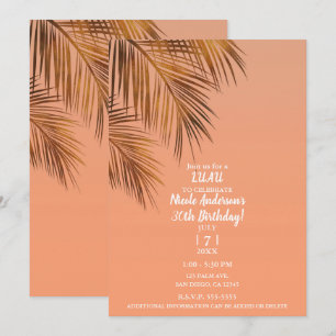 Invitation Bahama Breeze Bronze Palm Coral fête d'anniversair