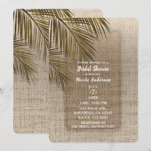 Invitation Bahama Breeze Bronze Paume Rustique Toile de Jute 