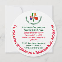 Bahraini Irish USA Shamrock Personnalisé Anniversa