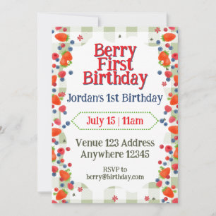 Invitation Baie d'abord, Baies & Carreaux Verts 1er Anniversa
